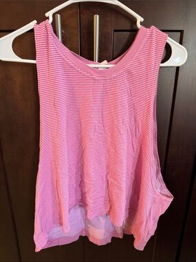 NUX Pink Striped Sleeveless Crop‎ Tank